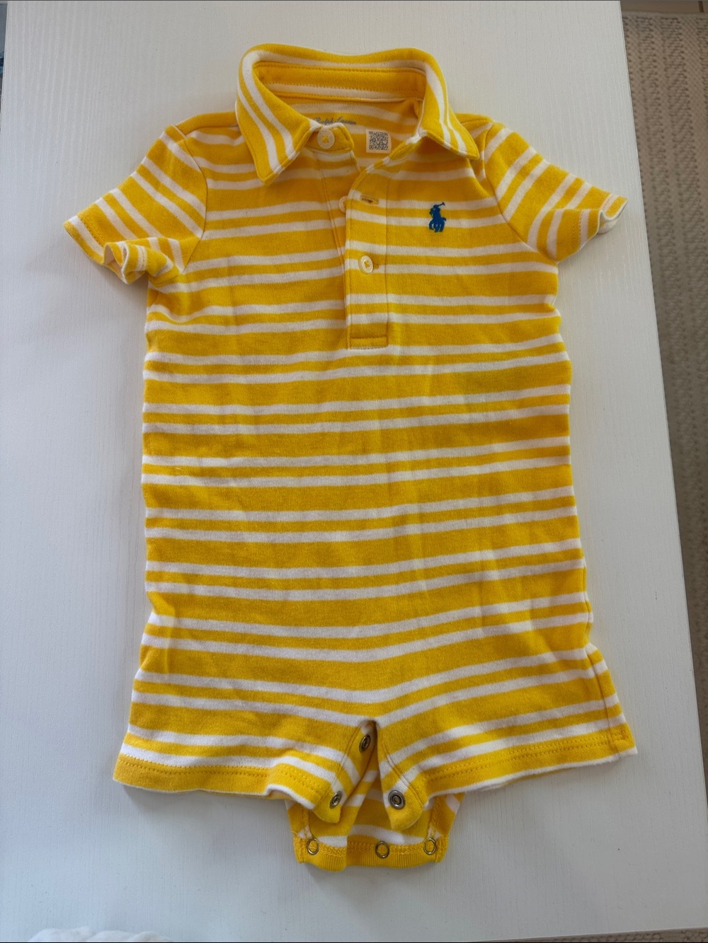 Polo by Ralph Lauren Baby boy Yellow & White Striped Polo Shortall